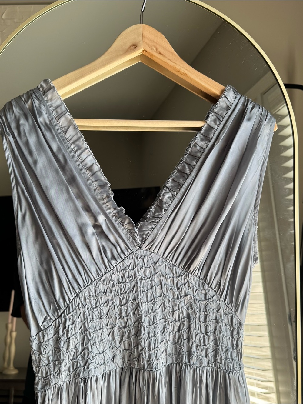 ZARA Sleeveless Smocked Satin Maxi Dress Small - Picture 6 of 8